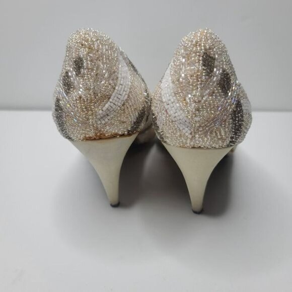 Vintage 1980s J. Renee Beaded Formal Wedding High Heels size 9 M - Picture 9 of 16